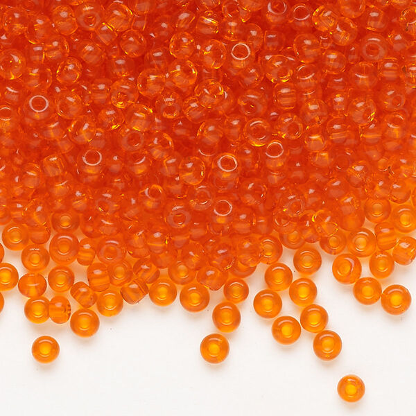 Seed bead, Preciosa Ornela Czech glass, pkg/50g, #8 rocaille, transparent dark orange, (90030). image number 0