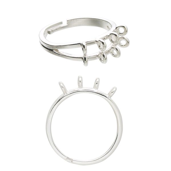 Ring component, sterling silver, 5mm wide with (8) 3mm loops, adjustable from size 6-8. Sold individually. image number 0
