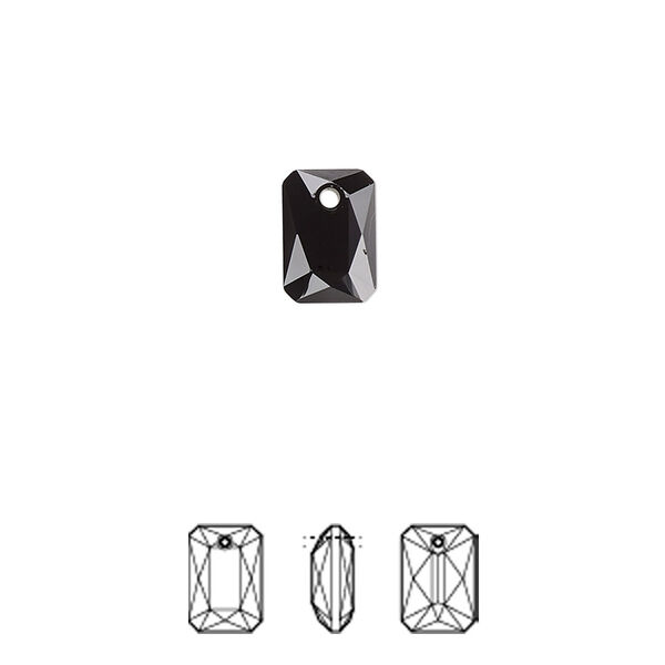 Drop 4pk jet, Crystal Passions® 9x6mm pendant emerald cut 6435 image number 0