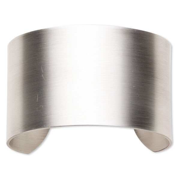 Bracelet component, cuff, antique silver-plated steel, 1-1/2 inch wide, 6-1/2 inches. Sold individually. image number 0