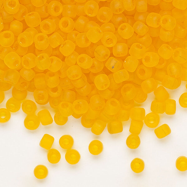 Seed bead, Dyna-Mites™, glass, transparent matte orange, #6 round. Sold per 1/2 kilogram pkg. image number 0