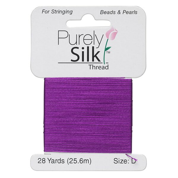 Thread, Purely Silk™, 3-ply, plum, size D. Sold per 28-yard card. image number 0