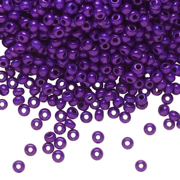 Seed bead, Preciosa Ornela Czech glass, pkg/500g, #8 rocaille, opaque terra intensive dyed violet chalkwhite, (16A28). image number 0