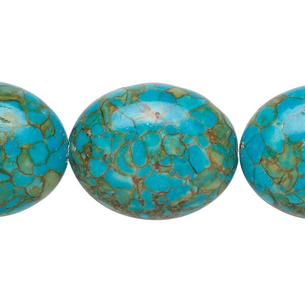 Mosaic "turquoise" (magnesite) 1pkg1, oval bead 15.5-16 inch 25x20mm image number 0