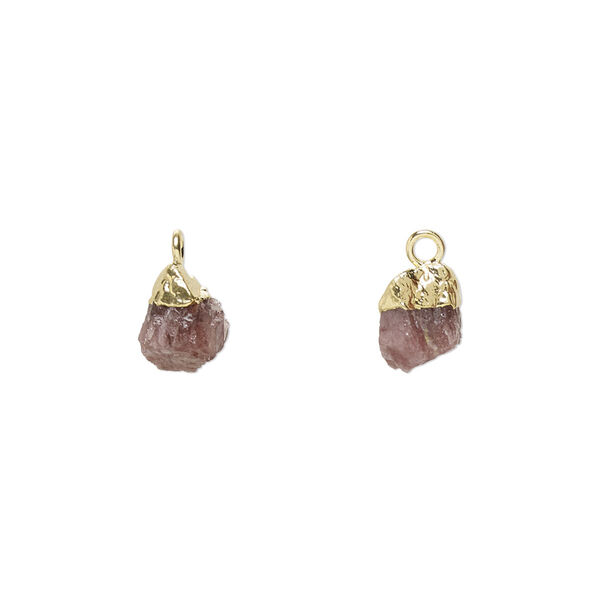 Ruby / sterling silver 1pkg1, electrocoated gold-plated hand-cut nugget drop B grade, 8x5mm-9x7mm image number 0