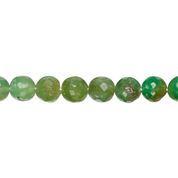 Chrysoprase 1pkg1, hand-cut faceted round bead natural 13 inch 6-7mm image number 0