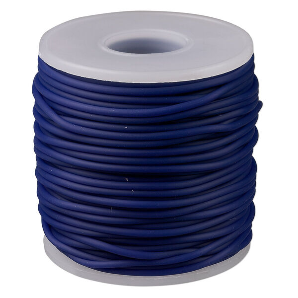 Cord, synthetic rubber, royal blue, 2mm round. Sold per pkg of 25 meters (82 feet). image number 0