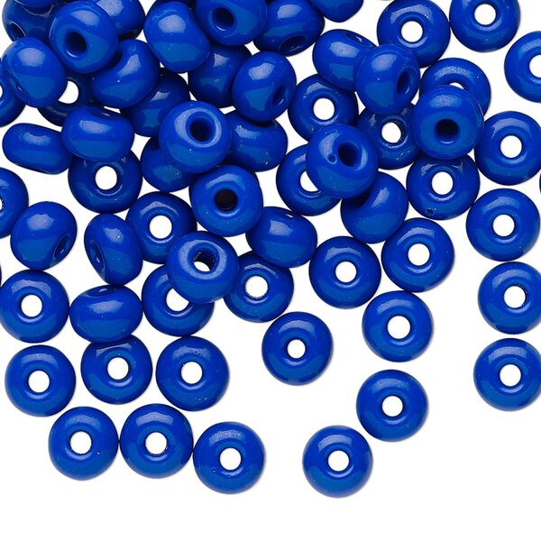 Seed bead, Preciosa Ornela Czech glass, pkg/50g, #2 rocaille, opaque blue, (33050). image number 0