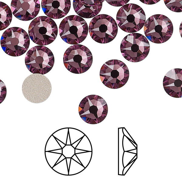 Flat back 12pk iris foil back, Crystal Passions® 7.07-7.27mm rose round SS34 2088 image number 0