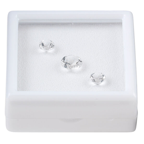 White topaz 1pkg3, hand-cut faceted round gem natural A grade, 6mm / 8mm image number 0
