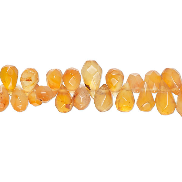 Carnelian 1pkg1, hand-cut top-drilled faceted teardrop bead 14 inch 7x4mm-9x5mm image number 0