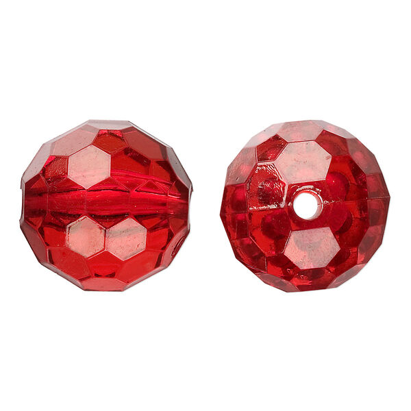 Bead, acrylic, red, 20mm faceted round. Sold per 100-gram pkg, approximately 20 beads. image number 0