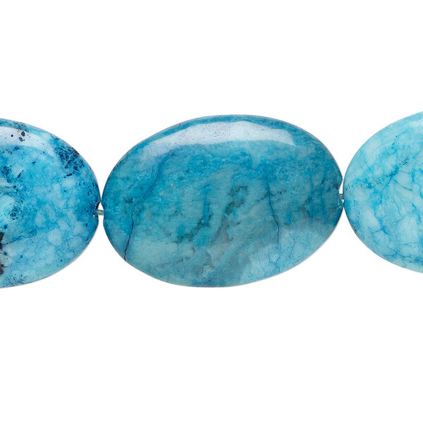Crazy lace agate 1pkg1, oval bead 8 inch 35x25mm image number 0