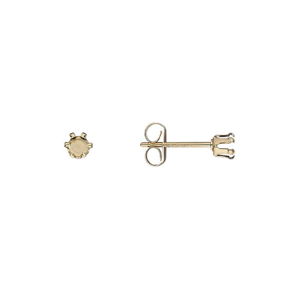 Earstud 1pkg4 Snap-Tite® 14Kt gold-filled, 3mm round 6-prong setting / earnuts, 2 pair image number 0
