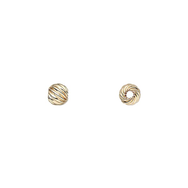 Bead, 14Kt gold-filled, 5mm corrugated twist round. Sold per pkg of 20. image number 0