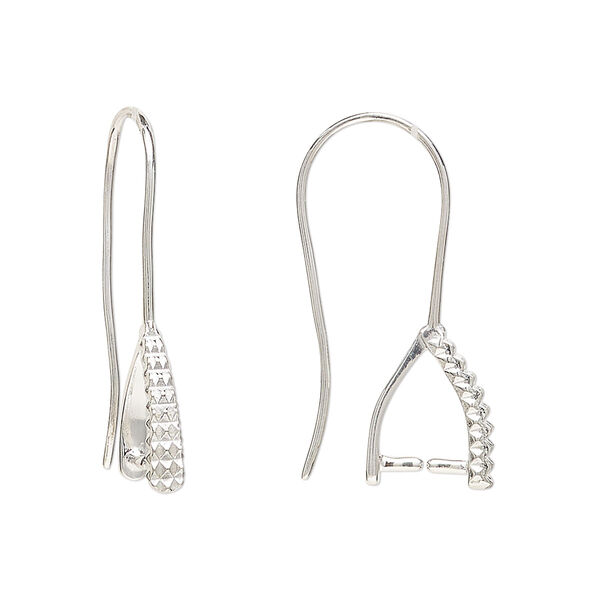 Ear wire 1pkg2 sterling silver, 27mm beaded / ice-pick bail / 7.5mm grip length, 20 gauge 1 pair image number 0