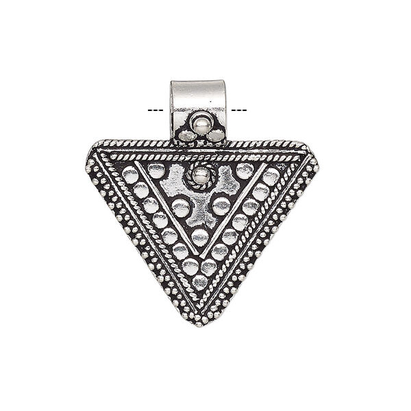 Pendant, sterling silver, 26x26x26mm triangle. Sold individually. image number 0