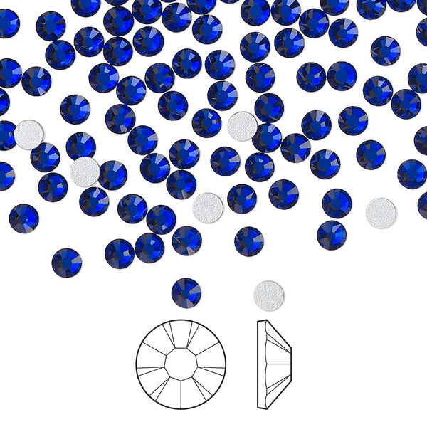 Flat back 144pk cobalt blue foil back, Preciosa VIVA 12® Czech crystal rhinestone 3-3.2mm chaton rose round SS12 image number 0