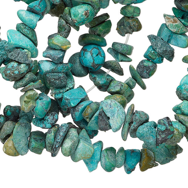 Bead, turquoise (dyed / waxed), blue, medium chip, Mohs hardness 5 to 6. Sold per 33-inch strand. image number 0