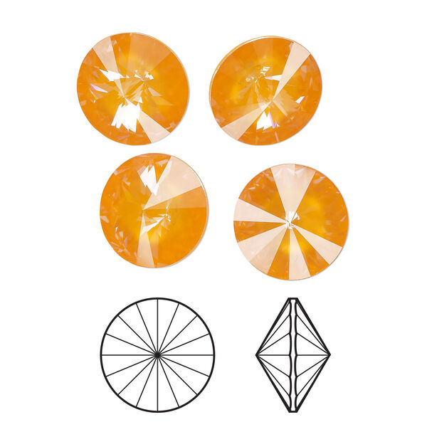 Chaton 144pk crystal mango ignite LacquerPRO, Swarovski® 12mm rivoli 1122 image number 0