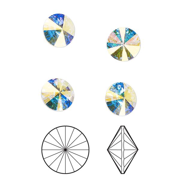 Chaton 8pk crystal AB foil back, Crystal Passions® 8.16-8.41mm rivoli SS39 1122 image number 0