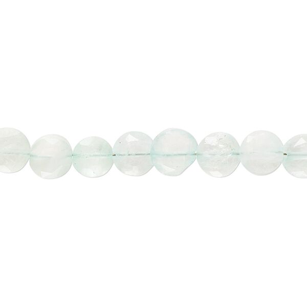 Aquamarine 1pkg1, hand-cut faceted flat round bead 8 inch 6-7mm image number 0