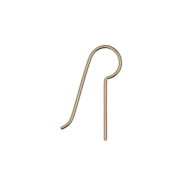 Ear wire, antique brass-plated niobium, 22.5mm fishhook with 14mm shank, 20 gauge. Sold per pkg of 2 pairs. image number 0