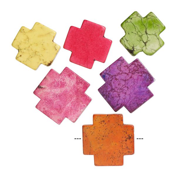 Magnesite 1pkg6, Swiss cross bead mix 35-41mm image number 0