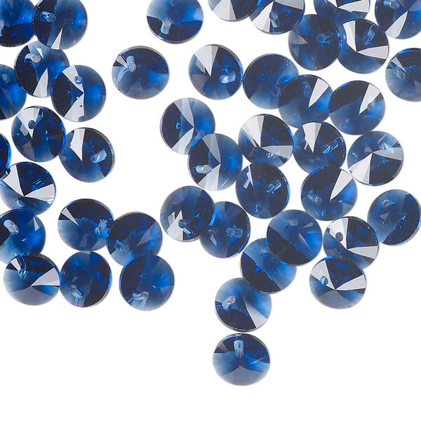 Drop 12pk dark sapphire, Crystal Passions® Regenerated 6mm pendant mini disk 6428 image number 1