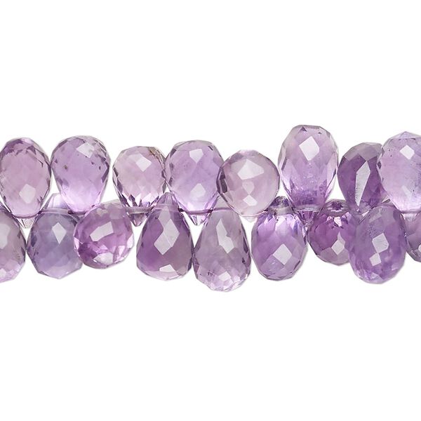 Amethyst 1pkg1, hand-cut top-drilled faceted teardrop bead natural 8 inch 9x6mm-11x7mm image number 0