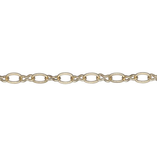 Chain, gold-finished brass, 3.6mm cable. Sold per pkg of 39 inches. image number 0