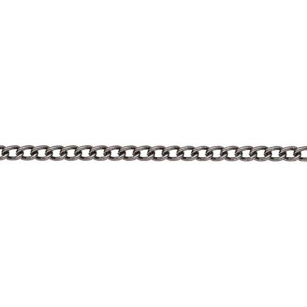 Chain, gunmetal-plated steel, 2mm curb. Sold per 50-foot spool. image number 0
