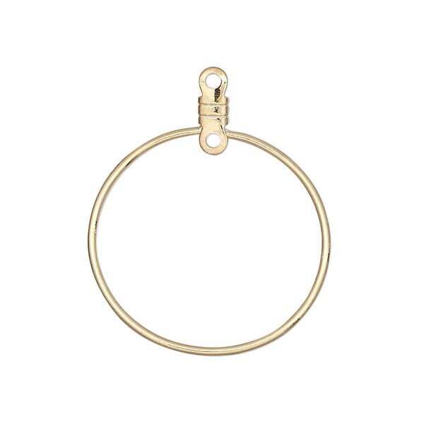 Beading hoop, gold-plated steel, 26mm round with closed loop. Sold per pkg of 100. image number 0