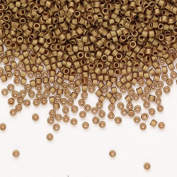 Seed bead, Miyuki Delica®, glass, pkg/50g, #11 round, opaque matte metallic light bronze (DB0322L). image number 0