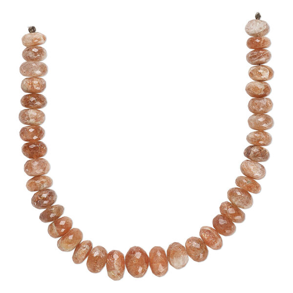 Sunstone 1pkg1, hand-cut faceted rondelle bead natural 8 inch graduated 8x4mm-12x8mm image number 0