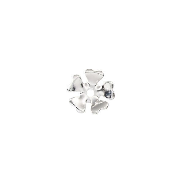 Component, silver-finished steel, 11mm single-sided flower. Sold per pkg of 20. image number 0