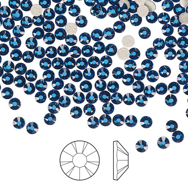 Flat back 1440pk Capri blue foil back, Preciosa MAXIMA Czech crystal hotfix rhinestone 2.7-2.9mm chaton rose round SS10 image number 0