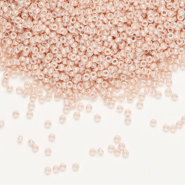Seed bead, Miyuki, glass, pkg/35g, #15 rocaille, opaque glazed luster salmon (RR-429-1). image number 0