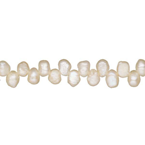 Pearl, cultured freshwater, peach, 4x3mm-7x5mm top-drilled flat-sided rice, C grade. Sold per 16-inch strand. image number 0