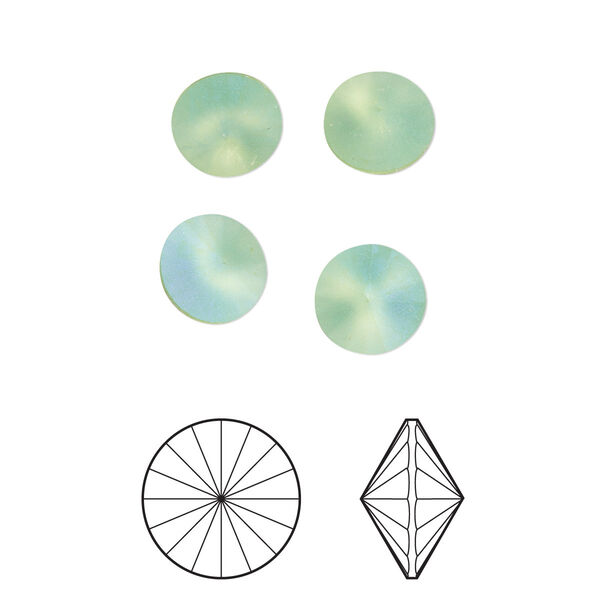 Chaton 8pk peridot frost foil back, Crystal Passions® 8.16-8.41mm rivoli SS39 1122 image number 0