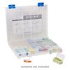 Organizer, Dot Box™, plastic, clear and blue, 14 x 11-1/2 x 1-1/2 inches with 94 removable containers and pop-up lid. Sold per 95-piece set. image number 0