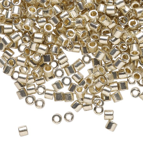 Seed bead, Delica®, glass, pkg/7.5g, #8 round, Duracoat® opaque galvanized silver (DBL-1831). image number 0