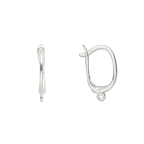 Ear wire leverback 1pkg2 sterling silver, 16.5mm square / shield / open loop, 1 pair image number 0