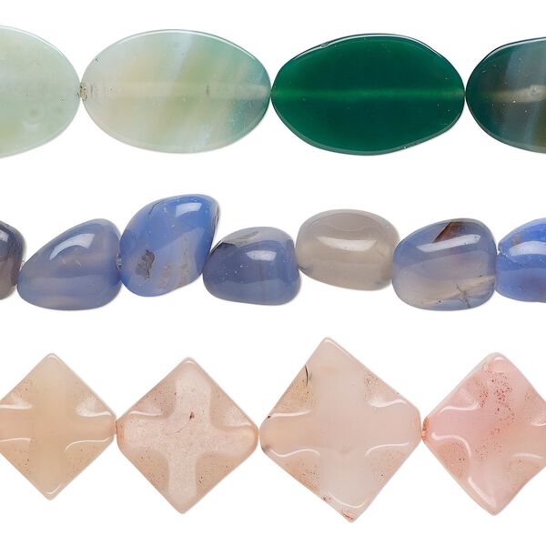 Agate 1pkg3, mixed shape bead 13 inch mix 12x9mm-30x20mm image number 0