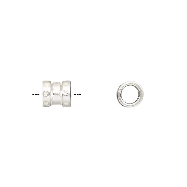 Crimp, JBB Findings, silver-plated brass, 7x6mm tube, 4mm inside diameter. Sold per pkg of 4. image number 0
