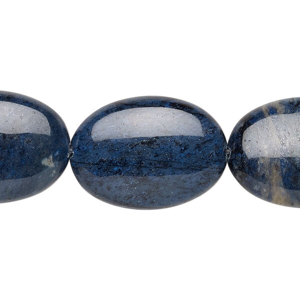 Dumortierite 1pkg1, puffed oval bead natural B grade, 8 inch 25x18mm image number 0