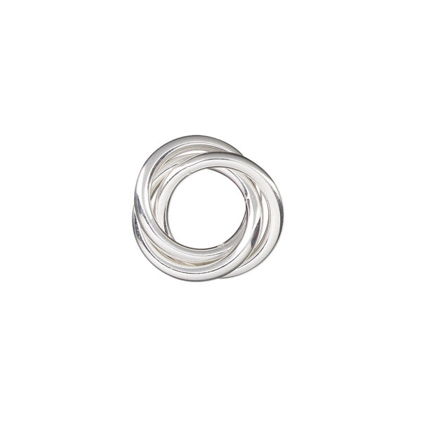 Component, sterling silver, 15mm interlocked eternity 3-ring. Sold individually. image number 0