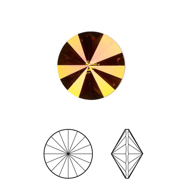 Chaton 2pk crystal mahogany foil back, Crystal Passions® 14mm rivoli 1122 image number 0