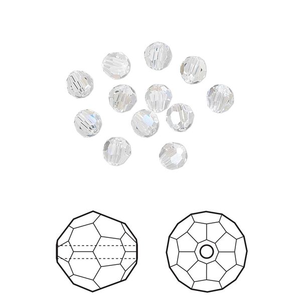 Bead 12pk crystal moonlight, Crystal Passions® 4mm round 5000 image number 0