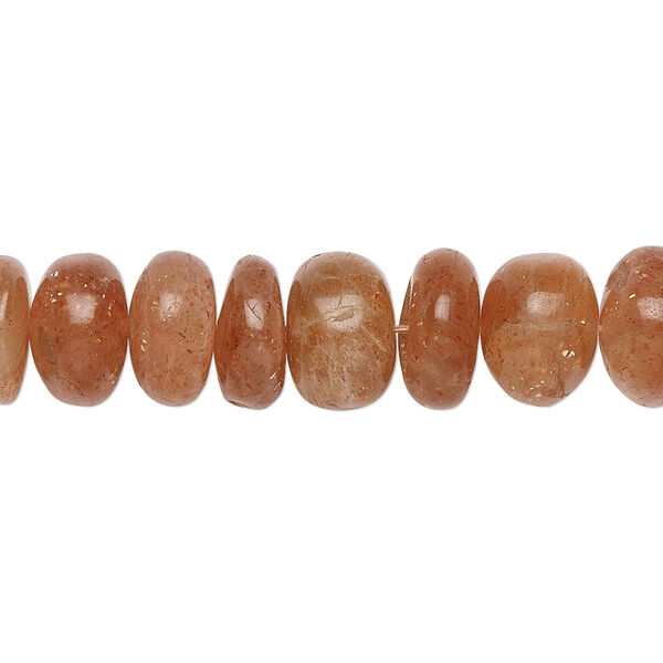 Sunstone 1pkg1, hand-cut rondelle bead natural 15.5-16 inch graduated 6x3mm-10x6mm image number 0